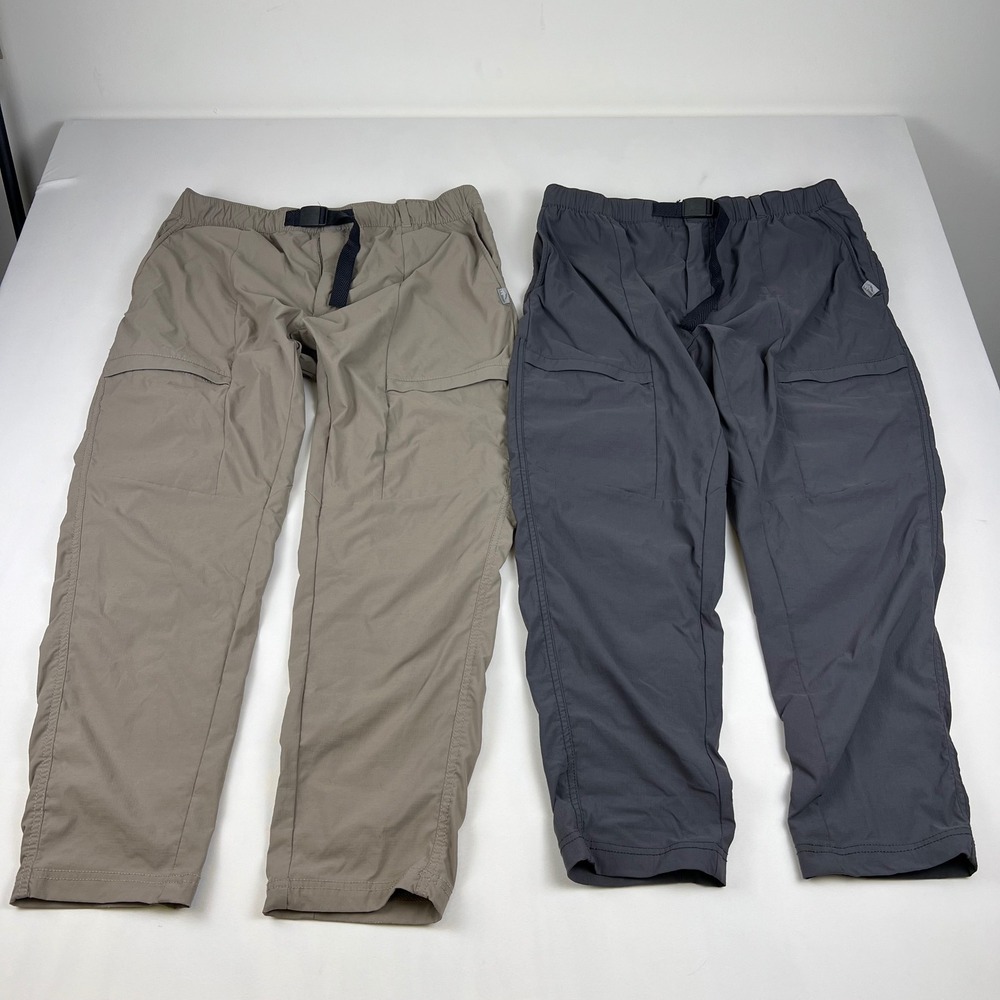 LL Bean Multisport Pants M 28 Tan Grey Nylon Spandex Excellent Hiking Lot of 2